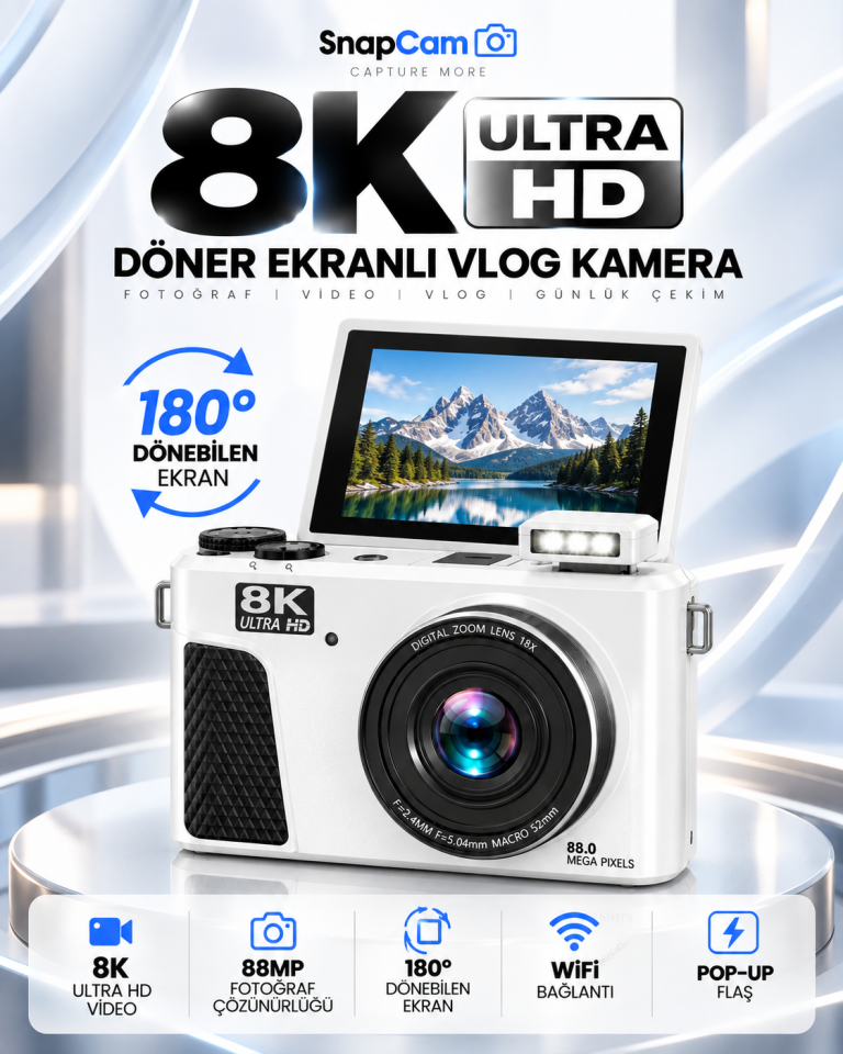 8K Dijital Fotoğraf Makinesi - Beyaz
