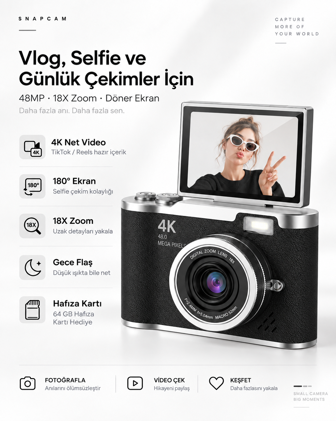 Lk-007 4k Dijital Fotoğraf Makinesi Siyah